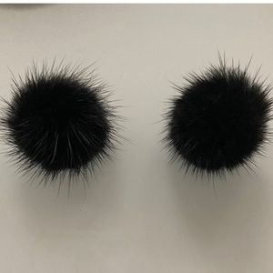Genuine mink fur earrings for pierced ears. Sterling silver 925 plated post